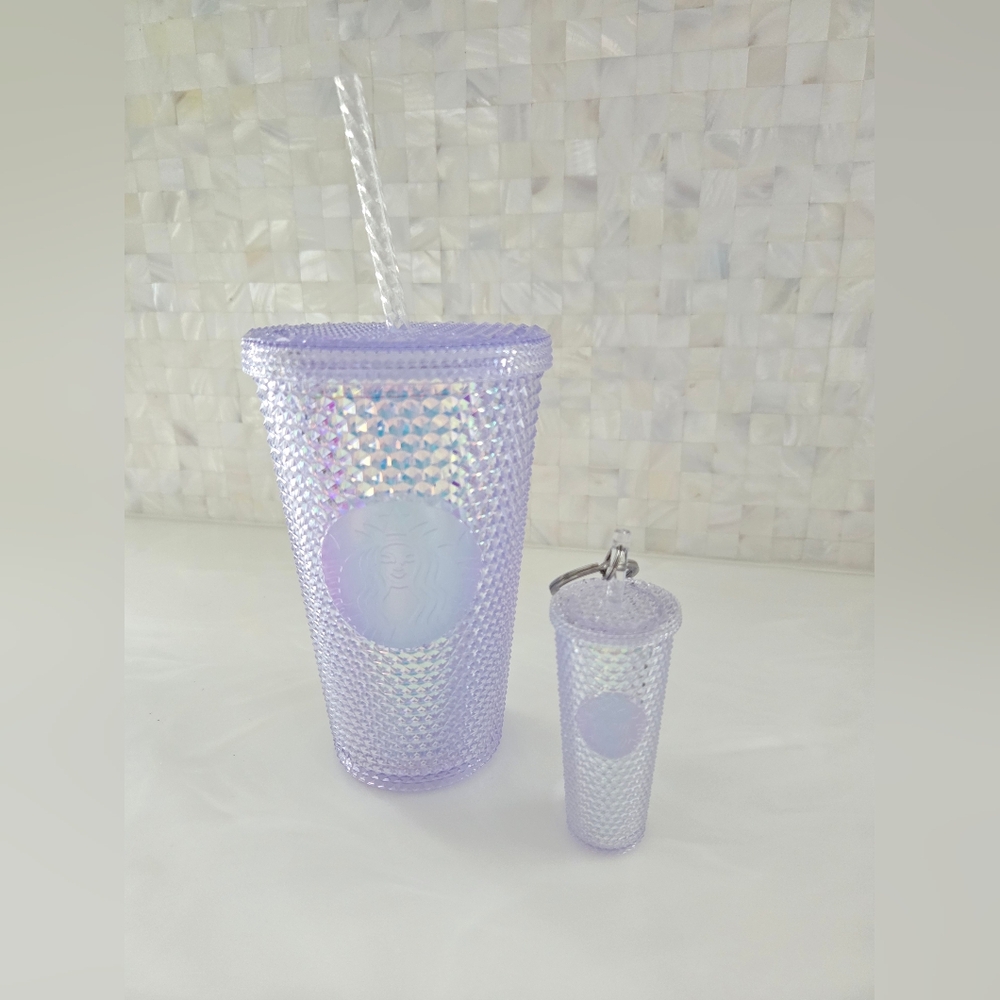 Starbucks 2023 Iridescent Unicorn 16oz Cold Cup & Keychain Mini Cup Set